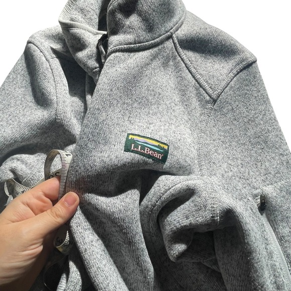 L.L.Bean Gray Heathered Fleece Quarter Zip Pullover‎ Jacket - Picture 8 of 9